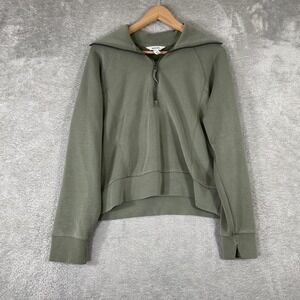 Spanx Pullover Women Medium Green AirEssentials Half Zip Sweatshirt